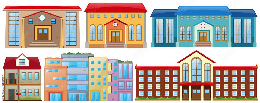 Different designs of buildings.