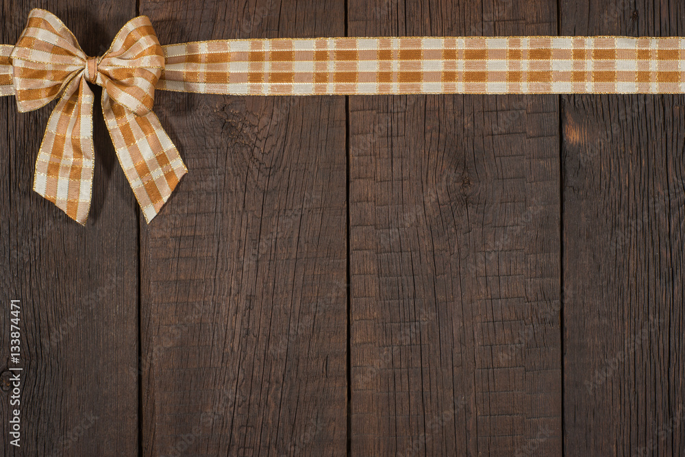 Decorative ribbon on the old wooden table. Decorative ribbon on the old wooden table.