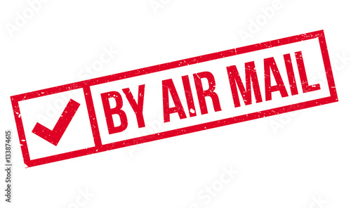 By Air Mail rubber stamp. Grunge design with dust scratches. Effects can be easily removed for a clean, crisp look. Color is easily changed.