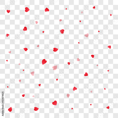 Valentines petals falling on transparent background