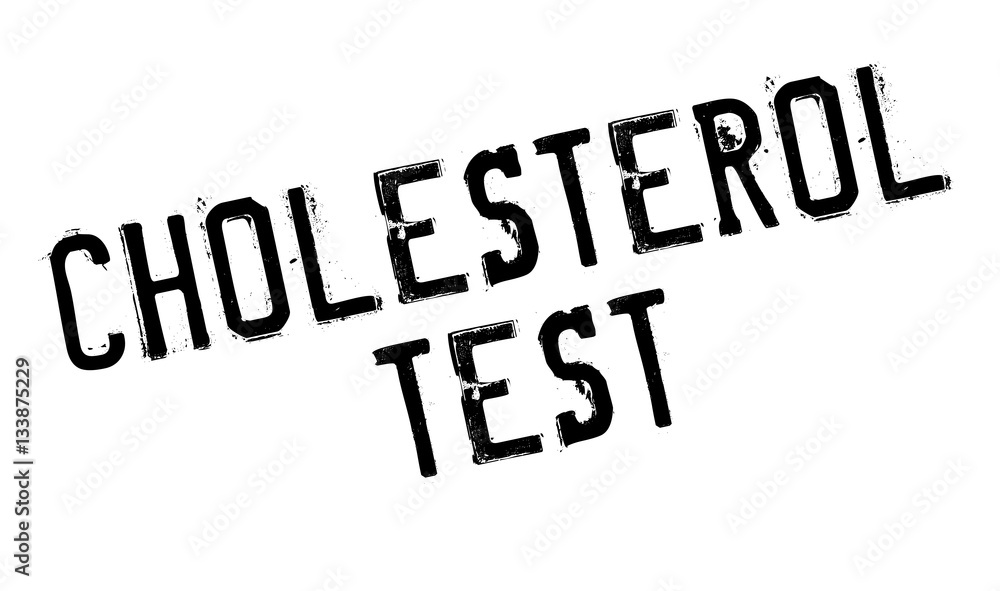 Cholesterol Test rubber stamp. Grunge design with dust scratches. Effects can be easily removed for a clean, crisp look. Color is easily changed.