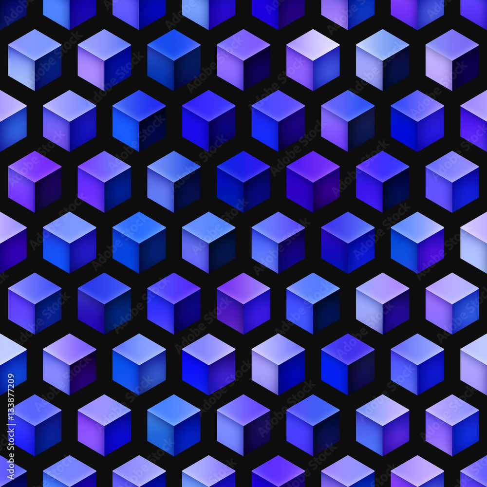 Fototapeta premium Gradient Cubes Tiling. Seamless Multicolor Pattern