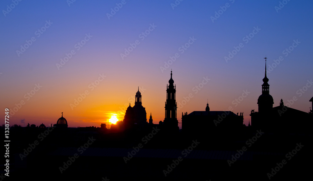 Dresden, Sonnenaufgang im Zentrum