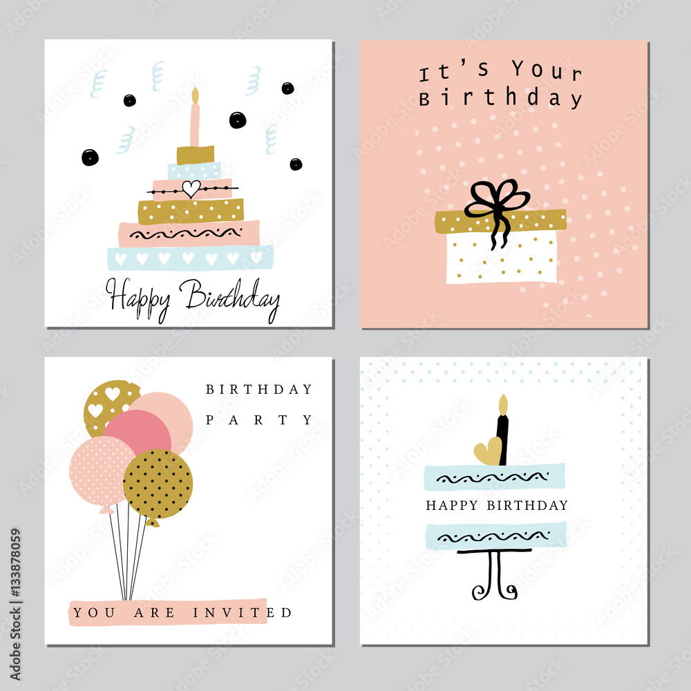 Naklejka premium Happy Birthday cards