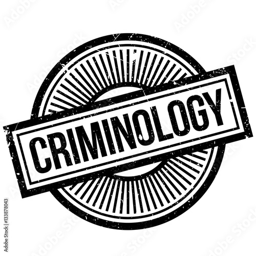 Criminology rubber stamp. Grunge design with dust scratches. Effects can be easily removed for a clean, crisp look. Color is easily changed.