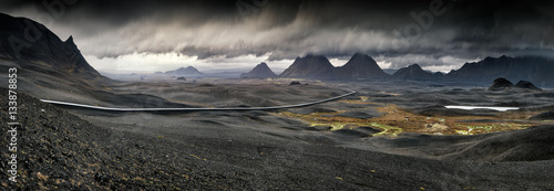 Myvatn, Iceland - Long winding road through volcanic landscape