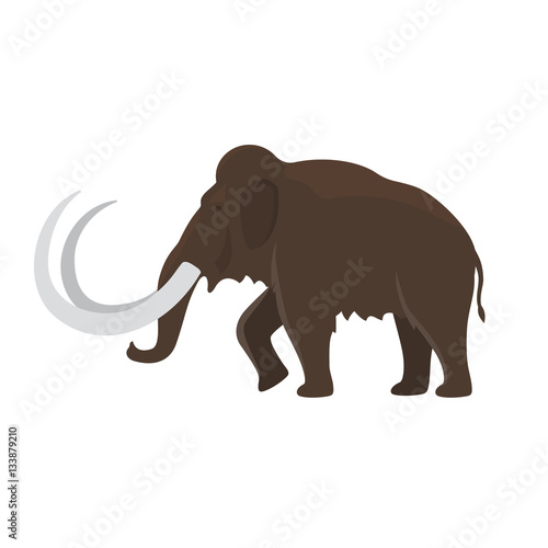 Prehistoric animal. Vector cartoon ancient mammal ice age extinct animal, mammoth