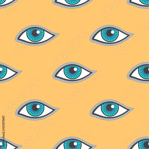 Blue eyes patch vector seamless pattern