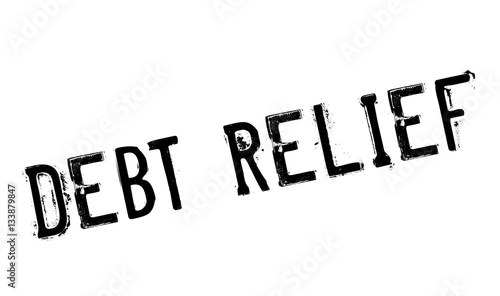 Debt Relief rubber stamp. Grunge design with dust scratches. Effects can be easily removed for a clean, crisp look. Color is easily changed.