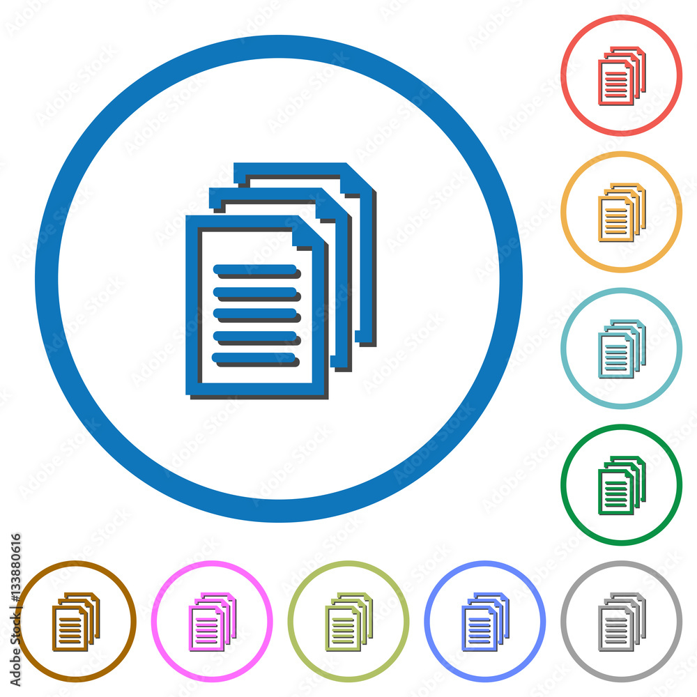 Multiple documents icons with shadows and outlines Multiple documents icons with shadows and outlines