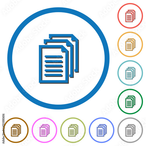 Multiple documents icons with shadows and outlines