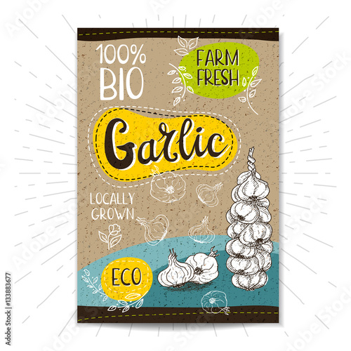 Set of hand drawn labels food, spices.