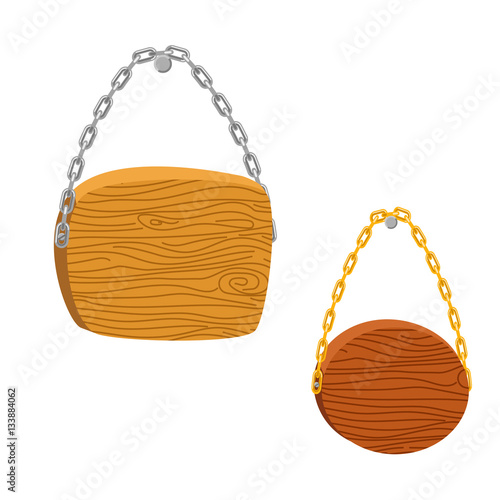 Wood hanging signs vector illustration.
