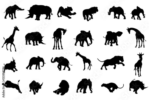 African Safari Animals Silh...