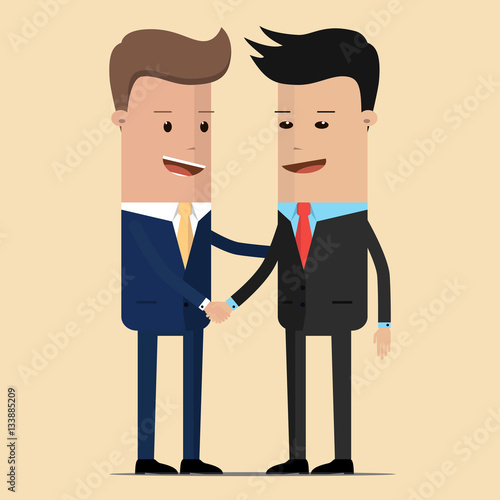 The meeting of two businessmen and business handshake. meeting of the two politicians, diplomats, partners or friends greeting with a handshake