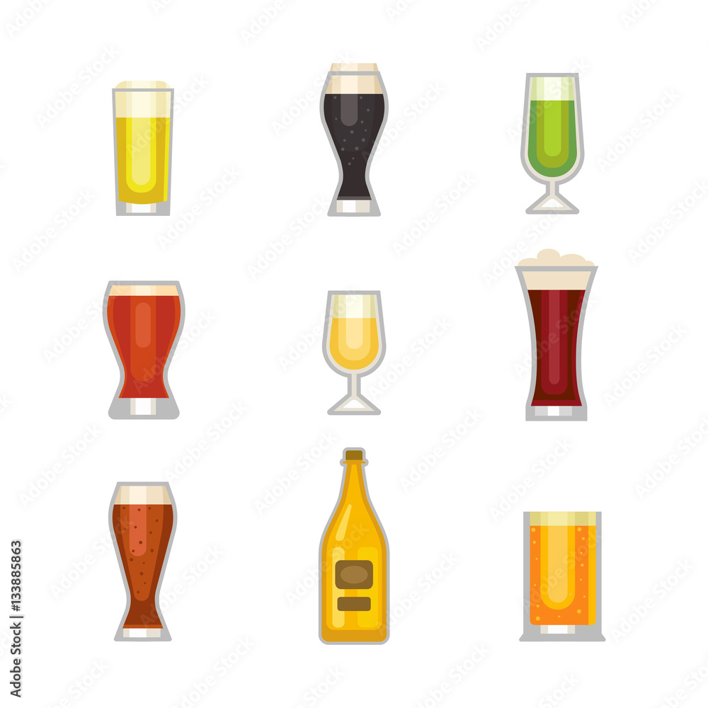 Beer glass vector set. Beer glass vector set.