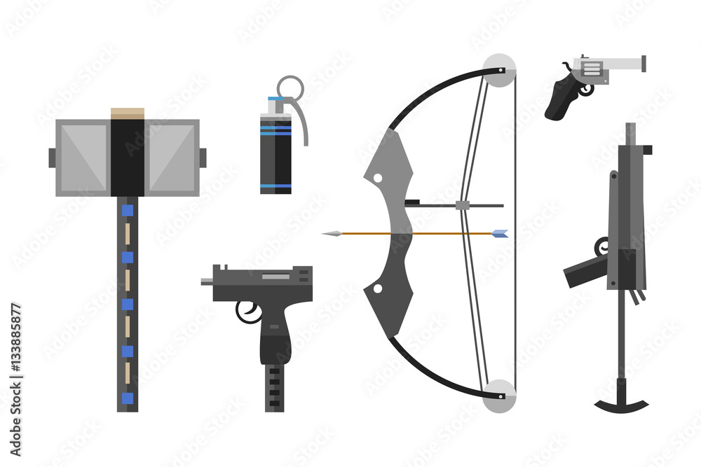 Naklejka premium Flat weapons vector.