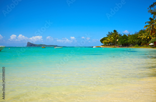Fototapeta Naklejka Na Ścianę i Meble -  Beautiful amazing nature background. Tropical blue sun sea. Luxu