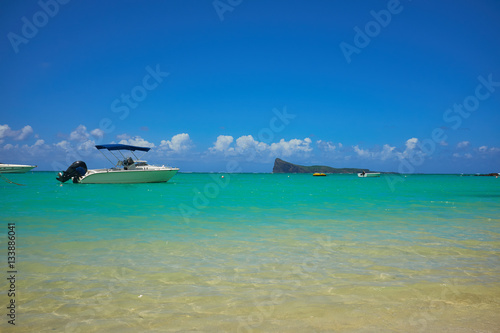 Beautiful amazing nature background. Tropical blue sun sea. Luxu