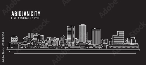 Cityscape Building Line art Vector Illustration design - Abidjan city