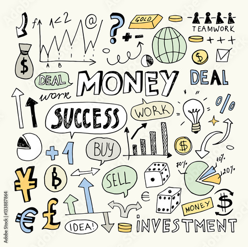 Hand Drawn Business and Money Doodle Elements