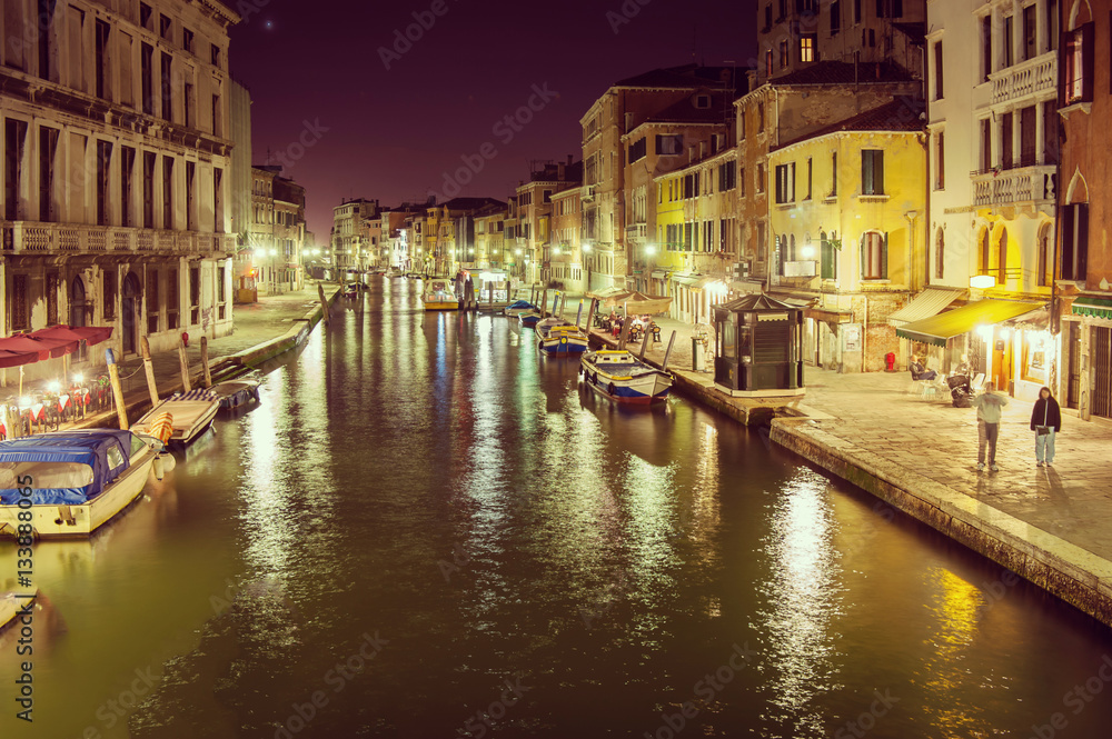 Night view of street in Venice