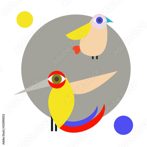 Cute vector birds set. Cartoon collection with bird