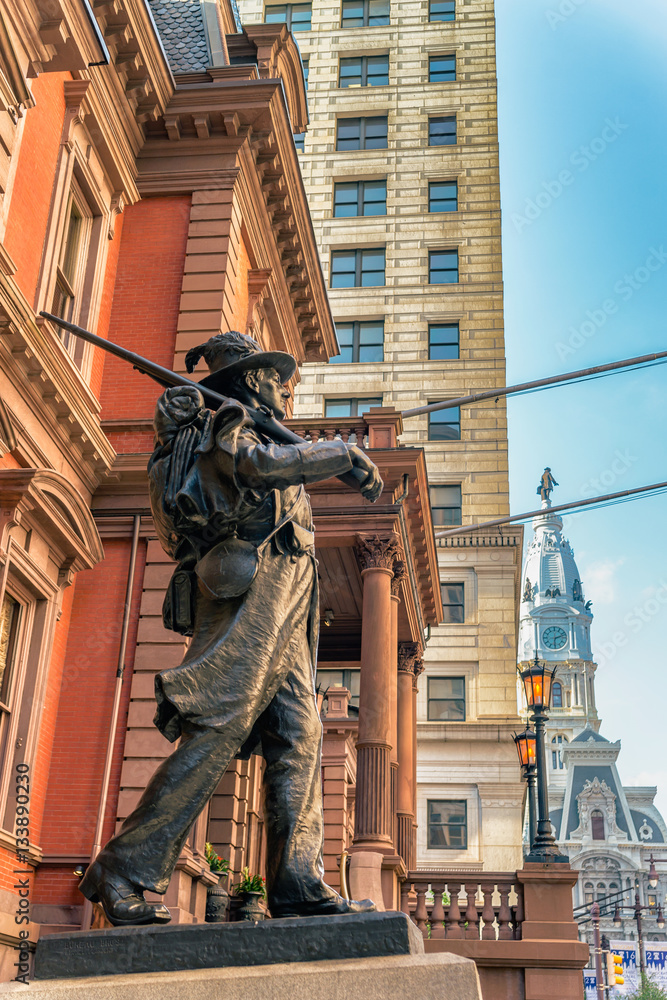 Obraz premium PHILADELPHIA, USA Buildings and streets of Philadelphia - the largest city in the Commonwealth of Pennsylvania and the fifth-most populous city in the USA. Vivid, splittoned image.