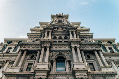 PHILADELPHIA, USA  City Hall of Philadelphia - the largest city in the Commonwealth of Pennsylvania and the fifth-most populous city in the USA.  Vivid, splittoned image. photo