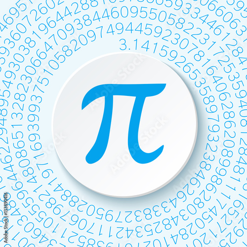 Pi sign with a shadow on a blue background. Mathematical constant, irrational complex number, greek letter. Abstract digital illustration for March 14th. Poster creative template
