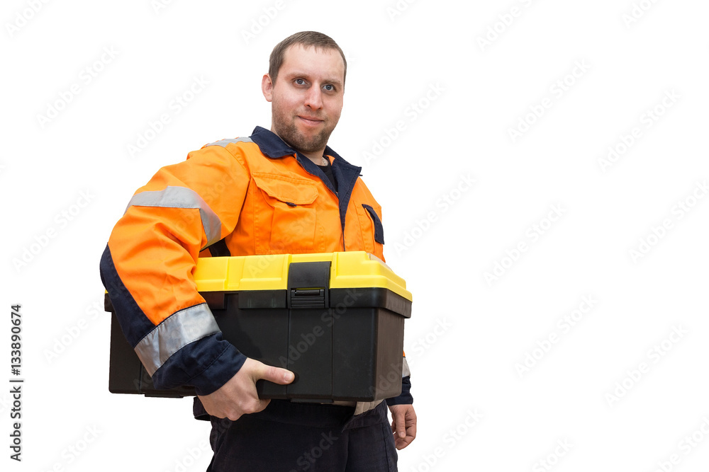 worker with tool box worker with tool box
