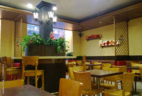 The interior budget inexpensive cafes