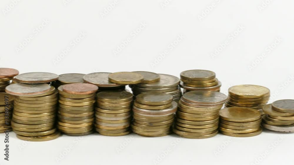 Ireland flag waving with stack of money coins Ireland flag waving with stack of money coins