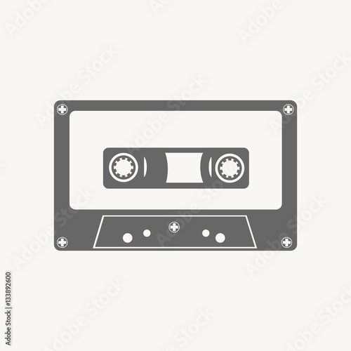 AUDIO CASSETTE, TAPE GREY COLOR ILLUSTRATION VECTOR