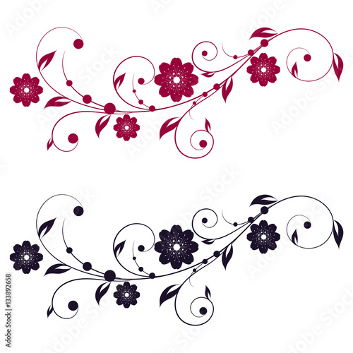 Abstract vertical floral swirl silhouette . Vector  flower background.