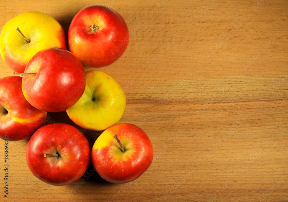 Fresh red apples on wooden background Fresh red apples on wooden background