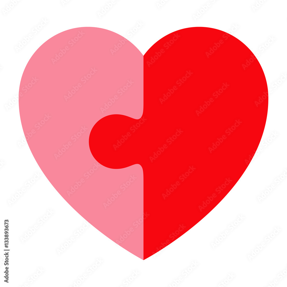 Icono plano corazon dos piezas puzzle color en fondo blanco vector de Stock  | Adobe Stock
