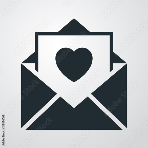 Icono plano mensaje con corazon en fondo degradado