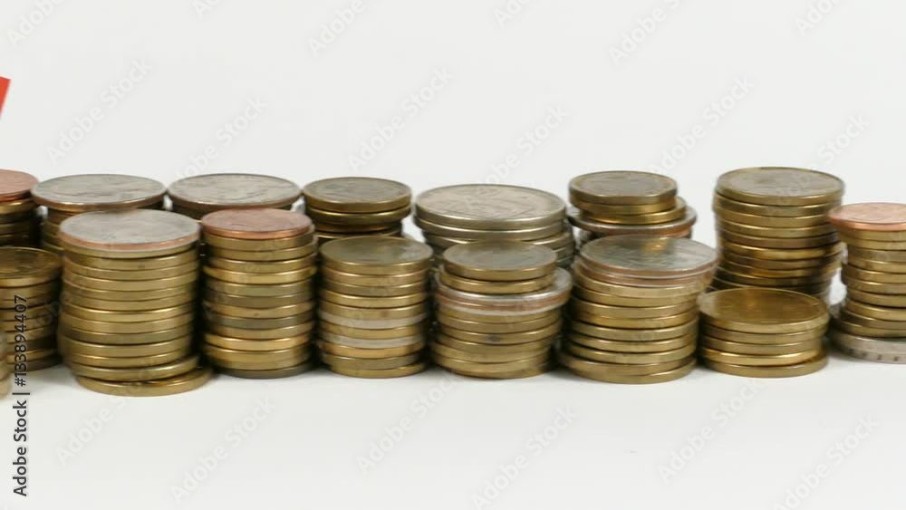 Canada flag waving with stack of money coins Canada flag waving with stack of money coins