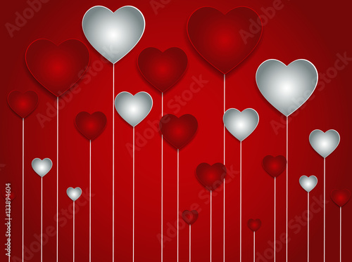 ector background with red hearts, valentines day