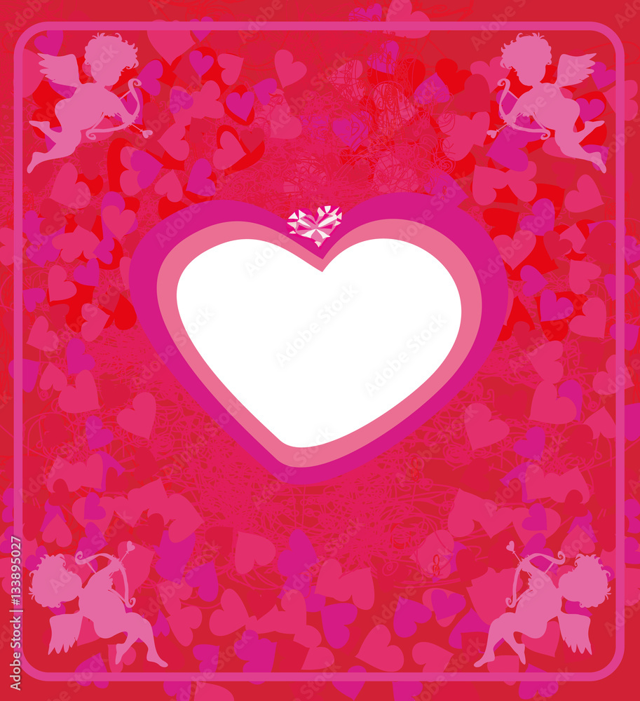 Happy valentines day - card with cupids Happy valentines day - card with cupids