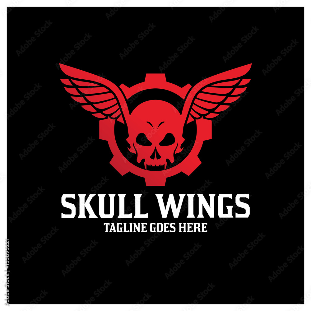 Skull wings logo design template ,Vector illustration Skull wings logo design template ,Vector illustration