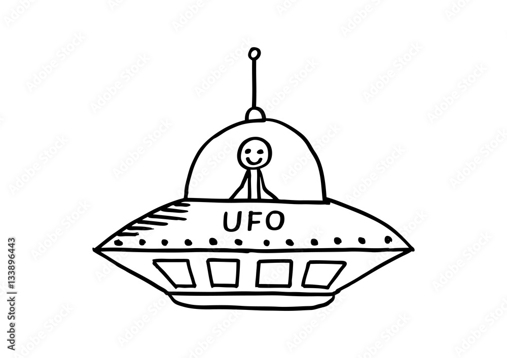 UFO drawing on white background