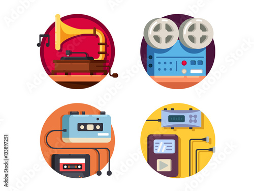 Music player vintage retro icons