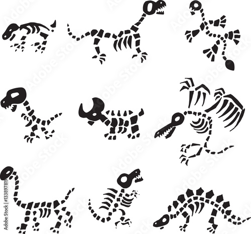 Dinosaur Reptile Cartoon Skeletons 