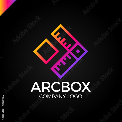 Architect Box, ruler and arrow, vector logo template