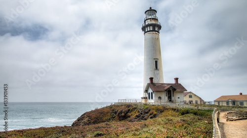 PESCADERO, CALIFORNIA, UNITED STATES - September 02, 2014: Lighthouse at Pigeon Point, Coastal Highway 1 San Francisco to Los Angeles