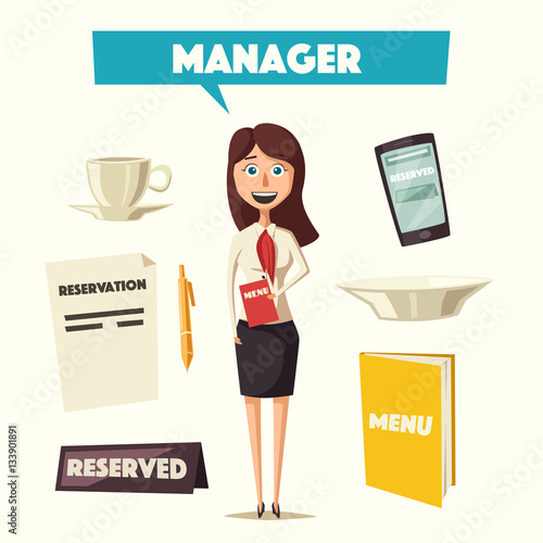 Restaurant manager. Cartoon vectror illustration