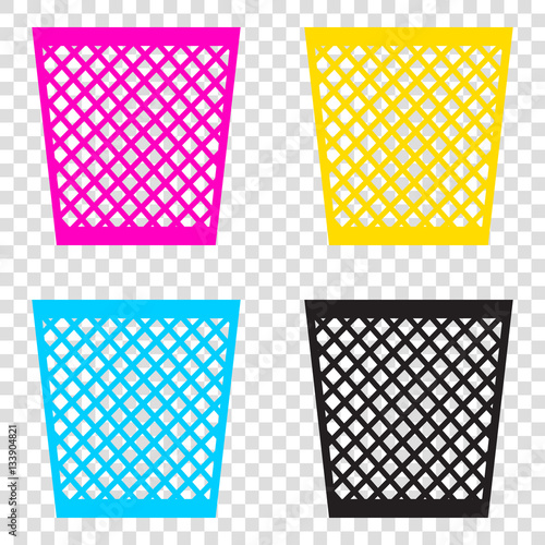 Trash sign illustration. CMYK icons on transparent background. C