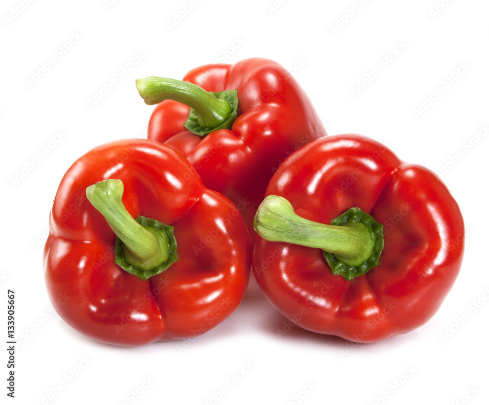 Red bell pepper on a white background isolated